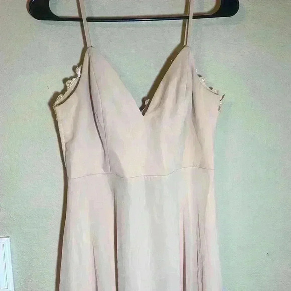 Lulus Romantic Ways Blush Pink Lace Button Back Maxi Dress size medium - Picture 6 of 11